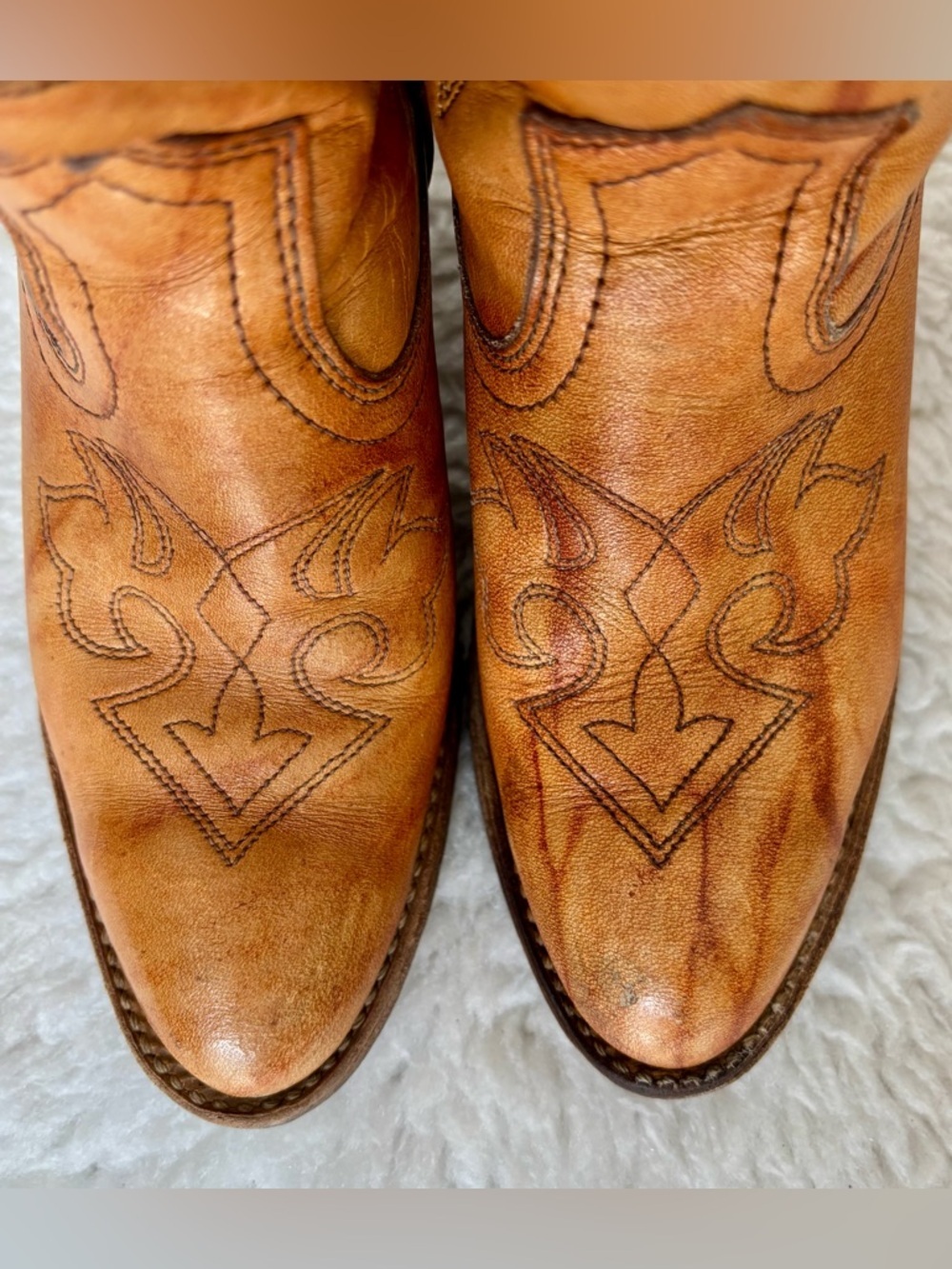 Miss Capezio Vintage Cognac Marble Leather Women’s Western Cowboys boots 5.5 M - Picture 6 of 16